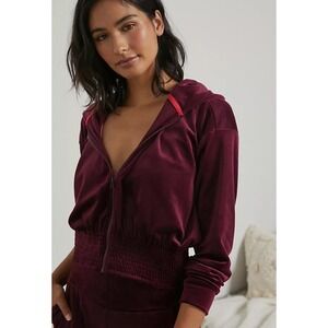 Anthropologie Catie Cropped Velvet Zip Up Hoodie New With Tags NWT Size: XS